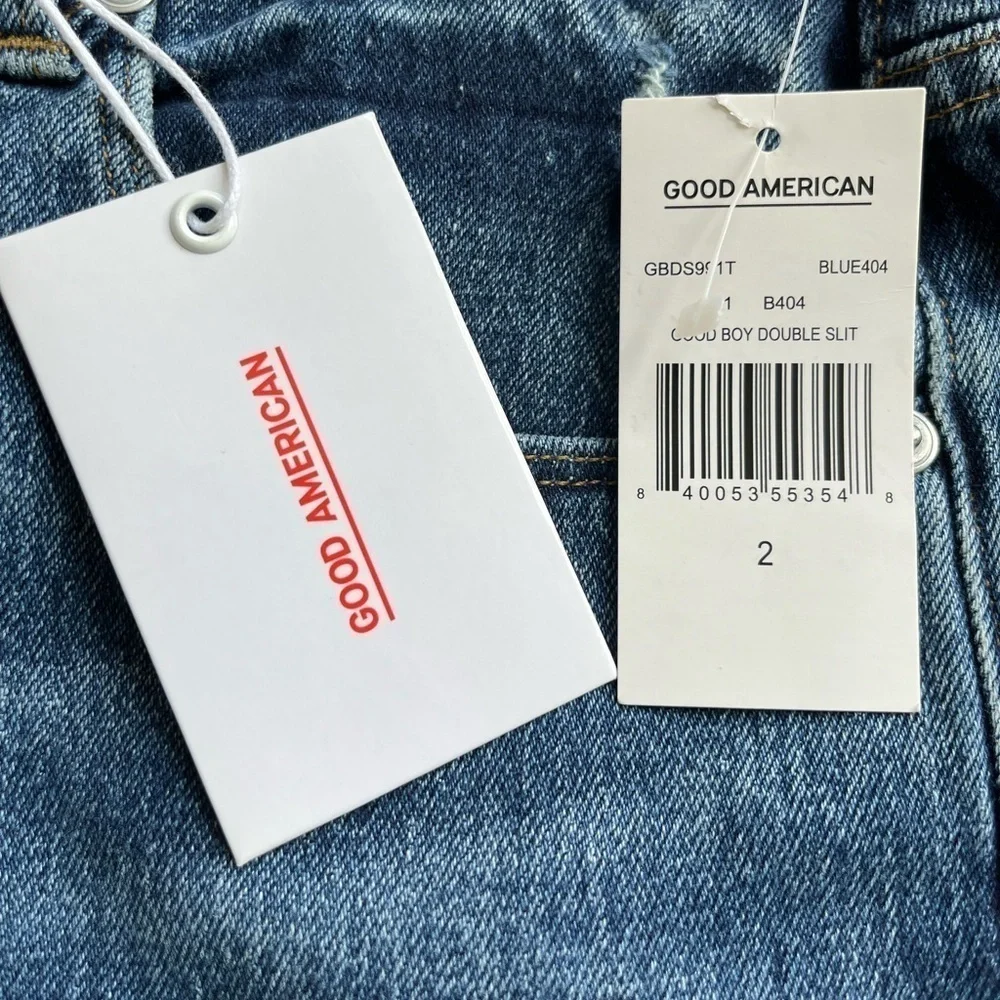Good American Good Boy Double Slit Distressed Curvy Jeans 2/26